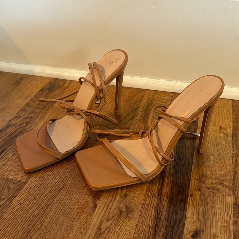 Nude strappy heels